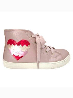 Children's‎ Place Metallic Pink Sequin Heart High-Top Sneakers- Girls Size 3